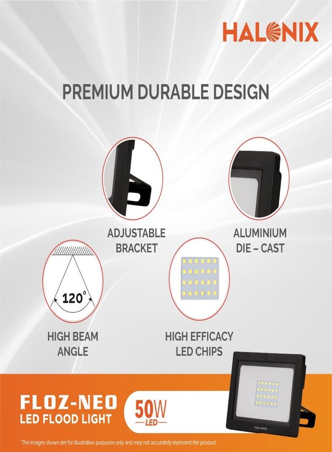 Halonix Aluminium 50W Led Outdoor Flood Light Waterproof- Ip66 Led Lights With 120° Wide Beam|Halogen Light,Focus Light For Garage,Parking,Shop-(Cool White)-Pack Of 1|Short Circuit&Surge Protection. - Image 5